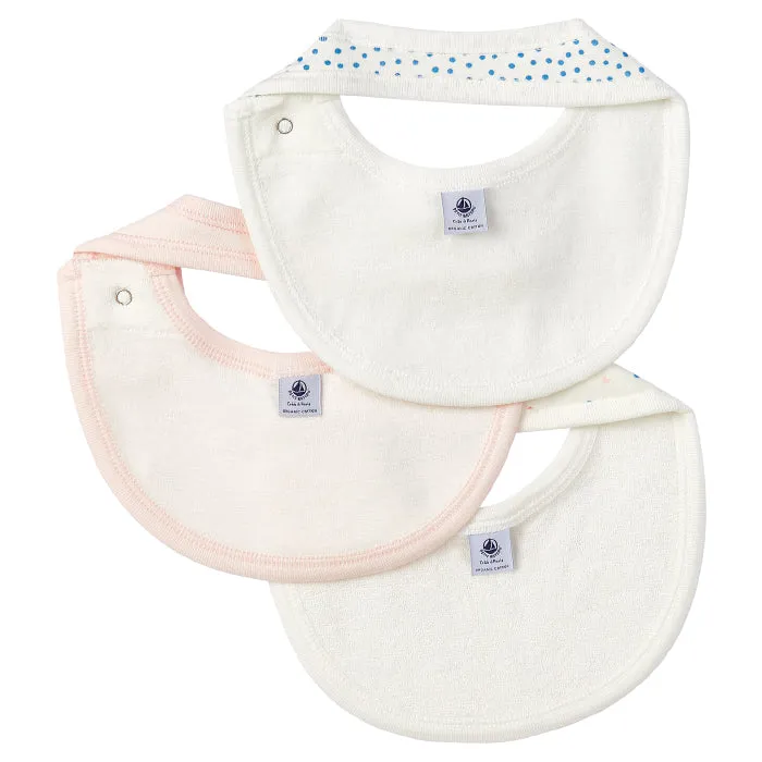 Petit Bateau Baby Set Of Three Bibs Multicolour Heart Print