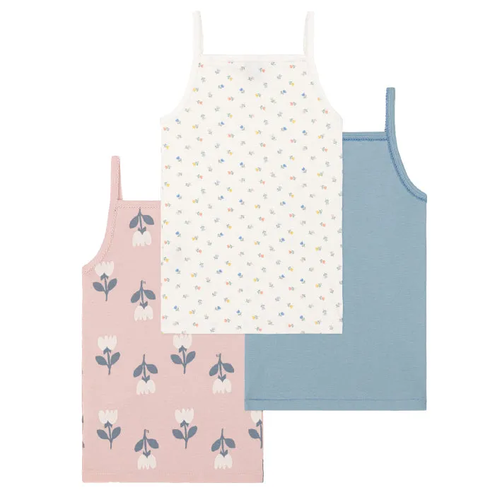 Petit Bateau Child Set Of Three Camisoles Floral Print