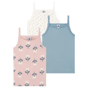 Petit Bateau Child Set Of Three Camisoles Floral Print