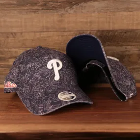 Philadelphia Phillies Floral Pattern Blue Women's Royal Blow Bottom 9Twenty Adjustable Dad Hat