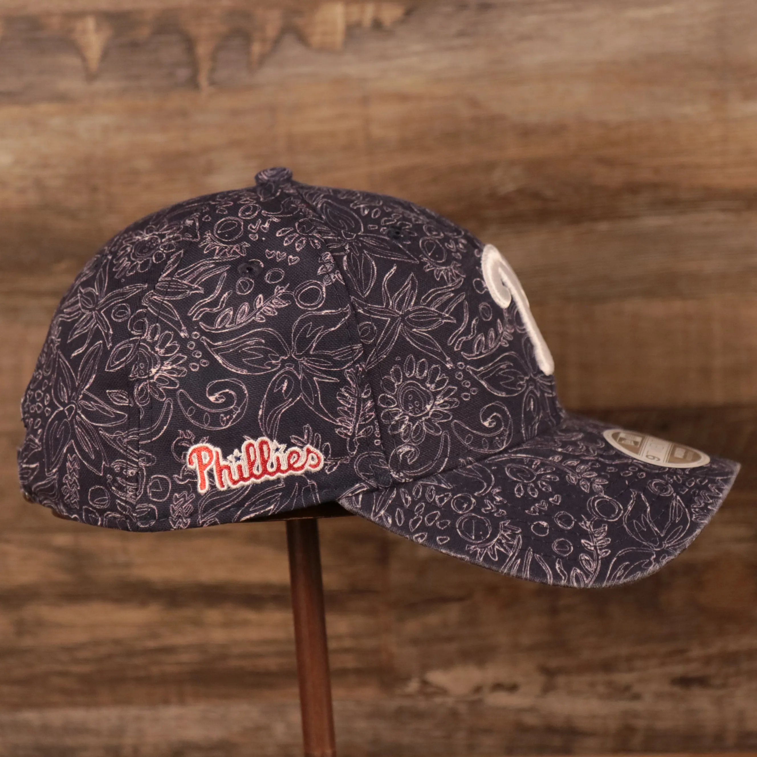 Philadelphia Phillies Floral Pattern Blue Women's Royal Blow Bottom 9Twenty Adjustable Dad Hat