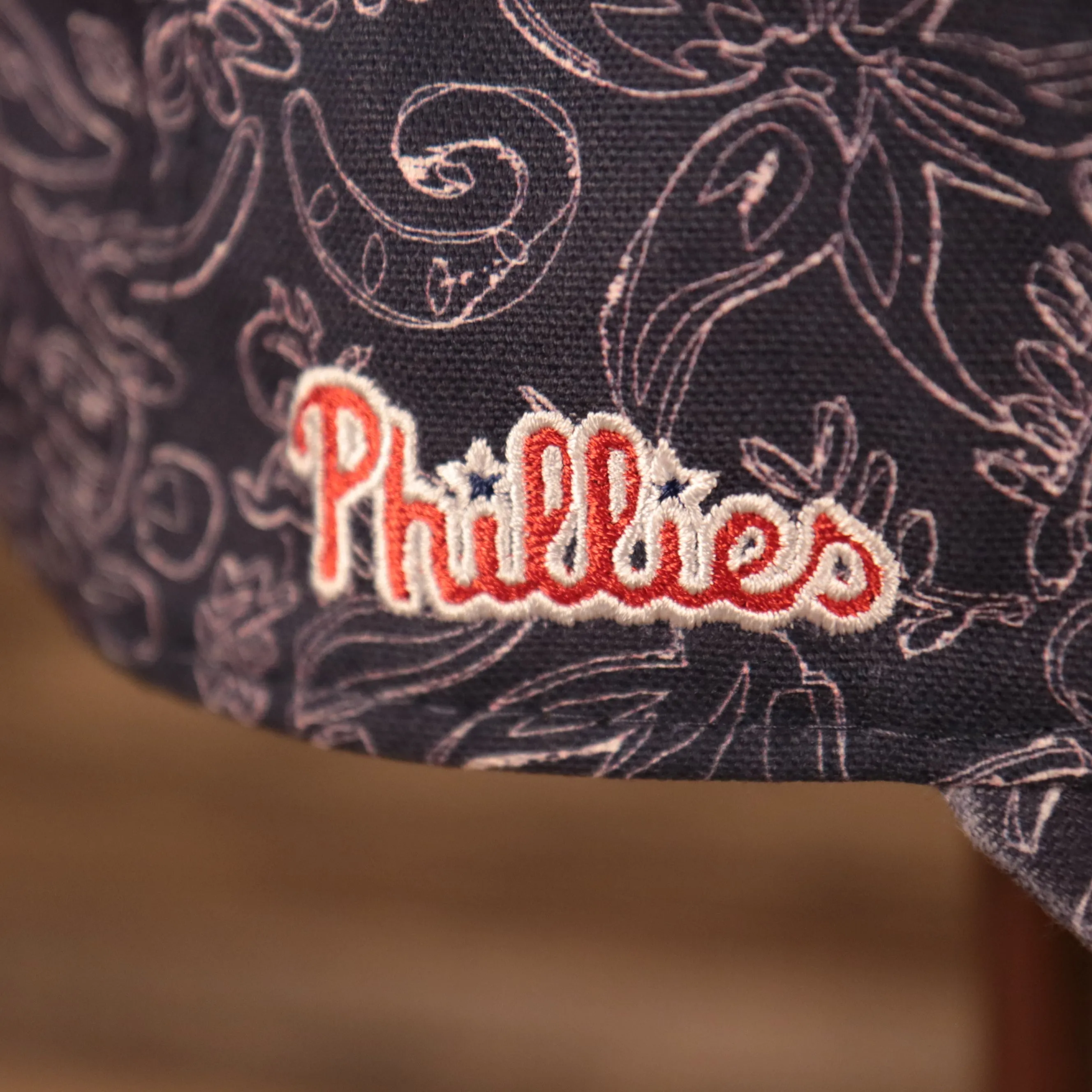 Philadelphia Phillies Floral Pattern Blue Women's Royal Blow Bottom 9Twenty Adjustable Dad Hat