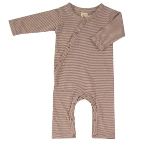 PIGEON ORGANICS - Striped Romper Sleepsuit Walnut