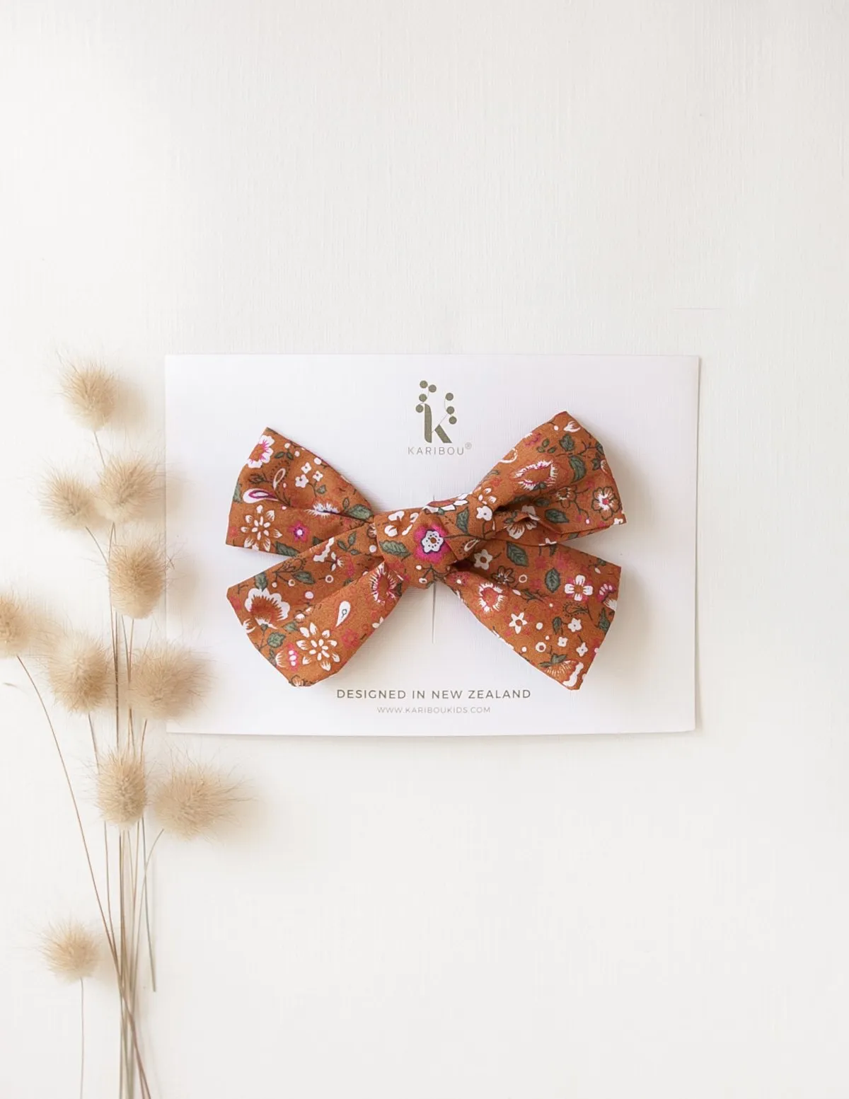 Poppy Cotton Bow Headband - Burnt Orange Floral