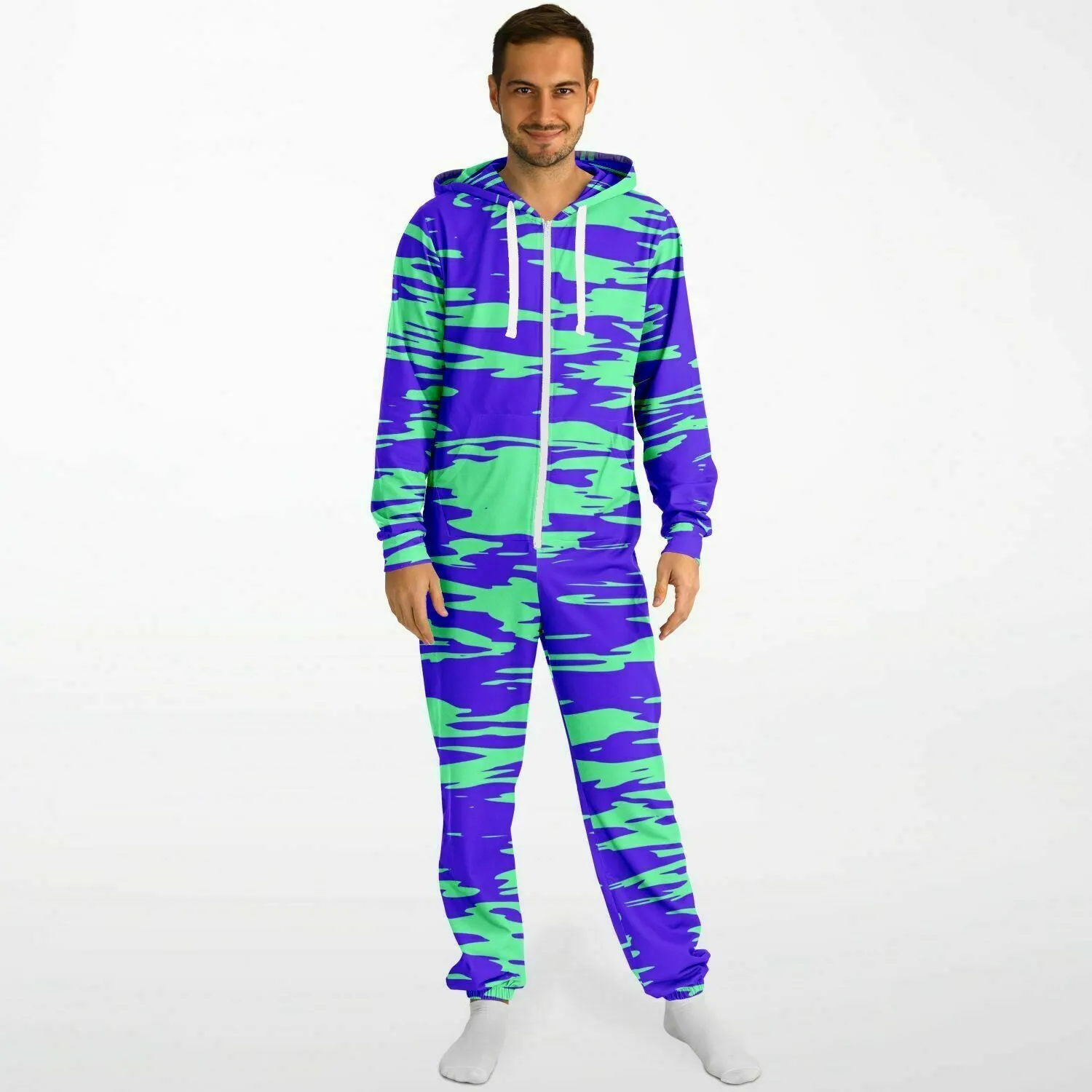 Purple Mint Rave Zebra Adult Unisex Onesie