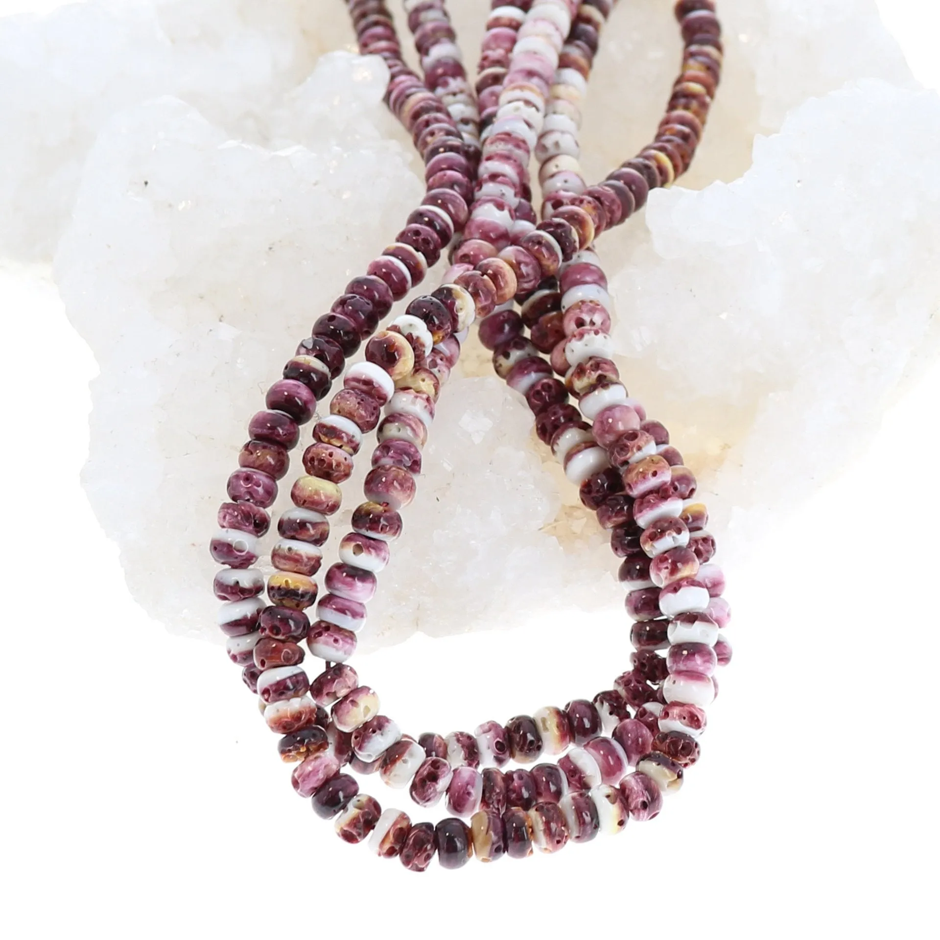 Purple White Spiny Oyster Beads 6Mm Rondelles 16