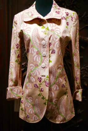 Quadrille Silk Jacket in Rose Fern Print