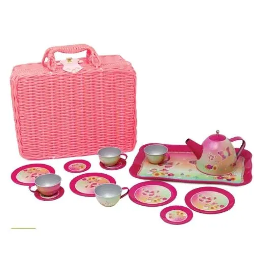 Rainbow Butterfly Tea Set in Basket