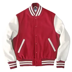 Red/Stone Contemporary Fit Varsity Jacket