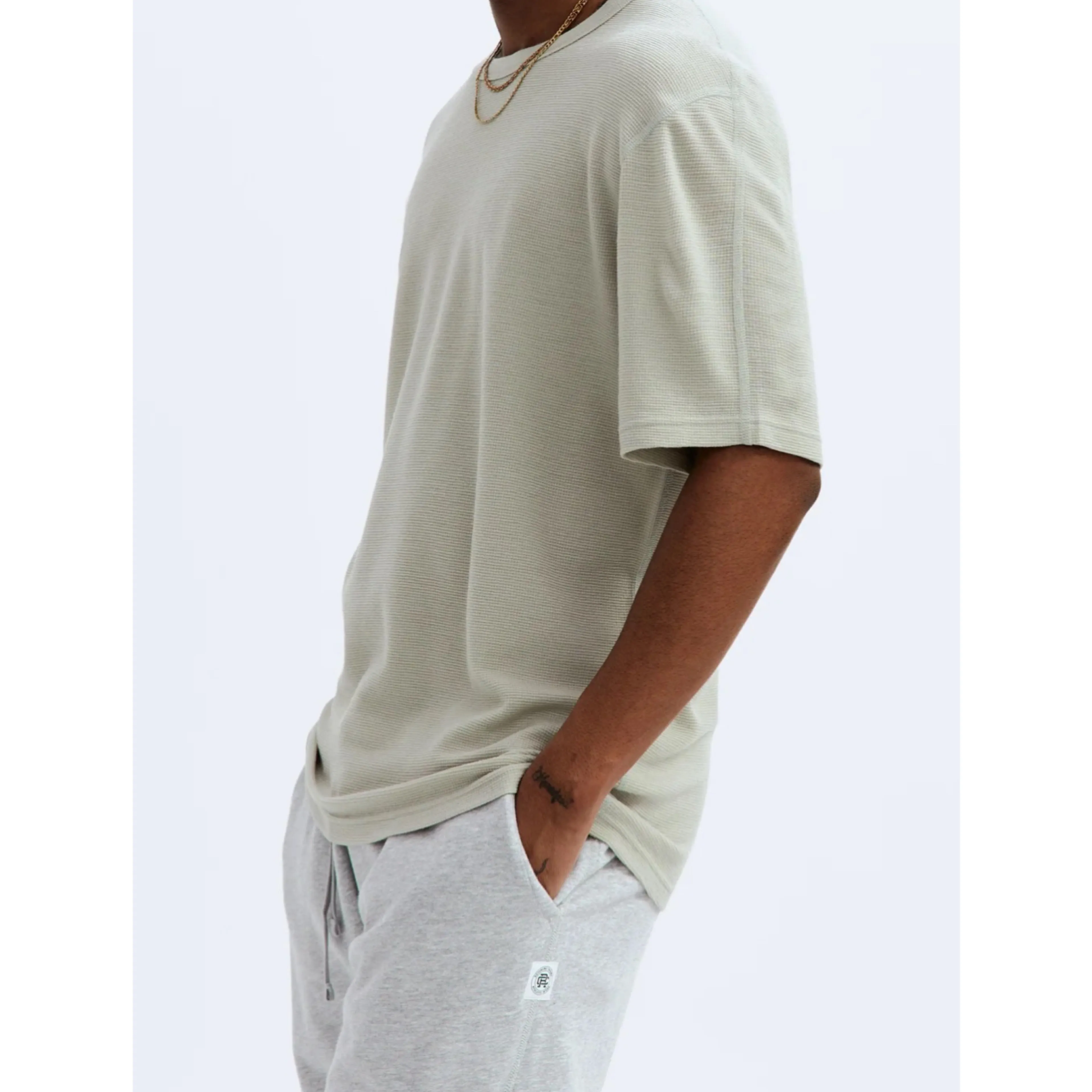 REIGNING CHAMP  |Crew Neck Wool Street Style Plain Short Sleeves Logo