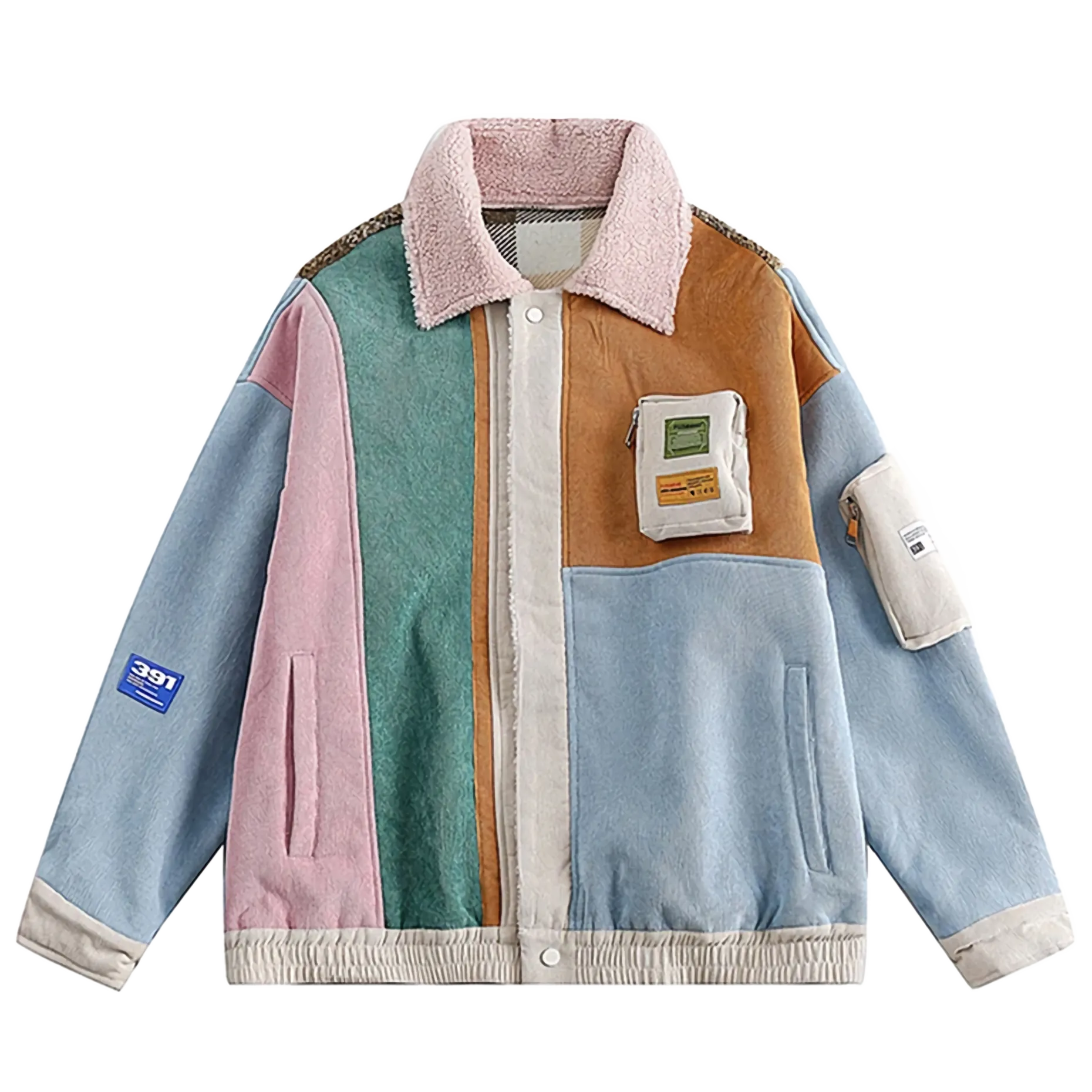 Retro Pastel Abstract Fleece Jacket