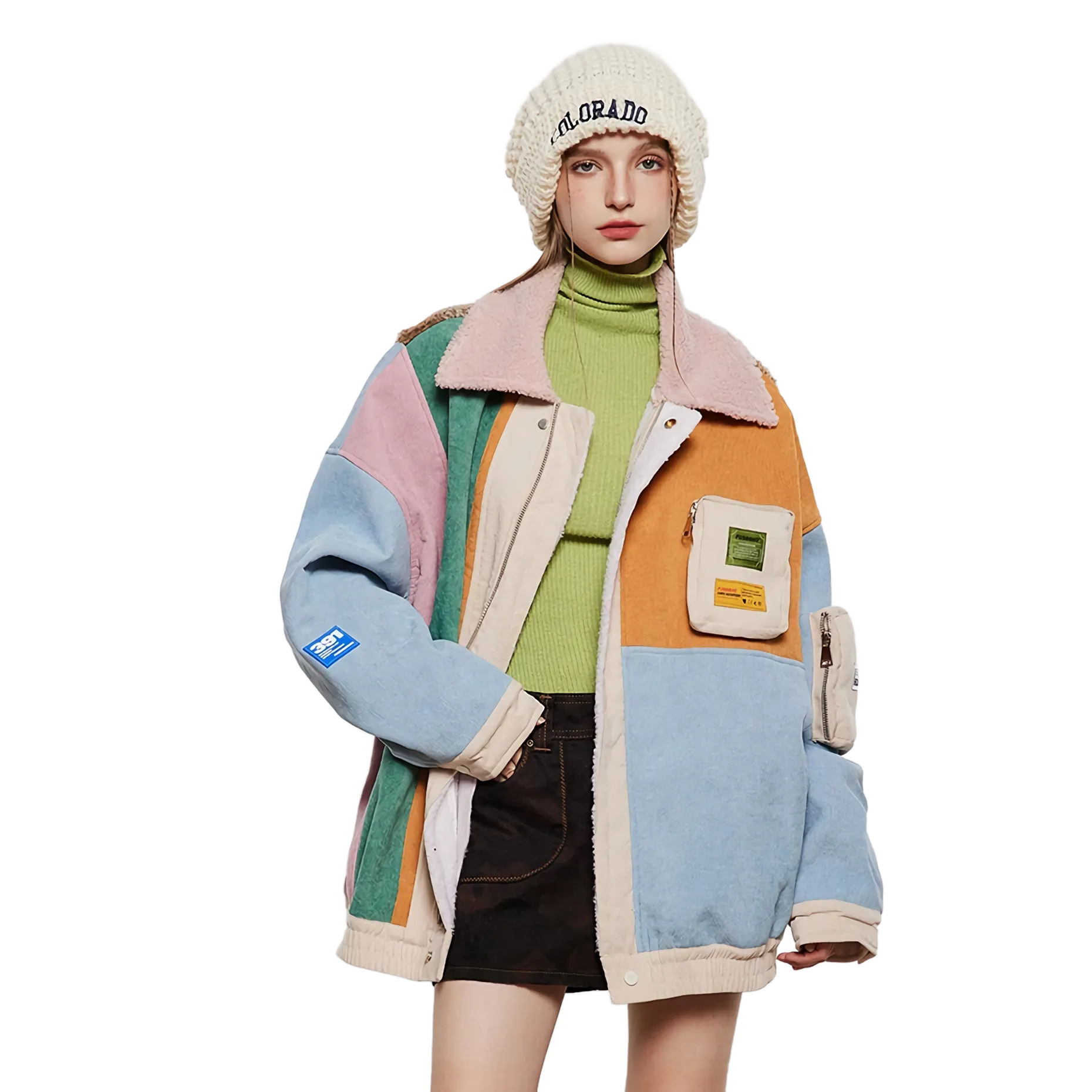 Retro Pastel Abstract Fleece Jacket