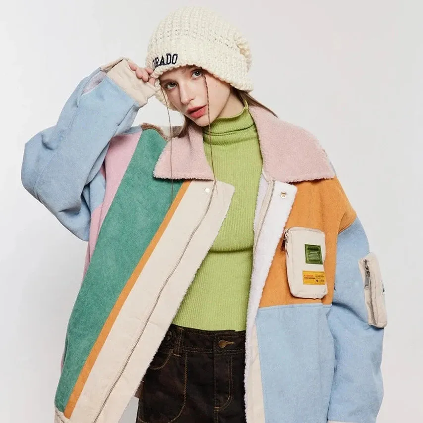 Retro Pastel Abstract Fleece Jacket