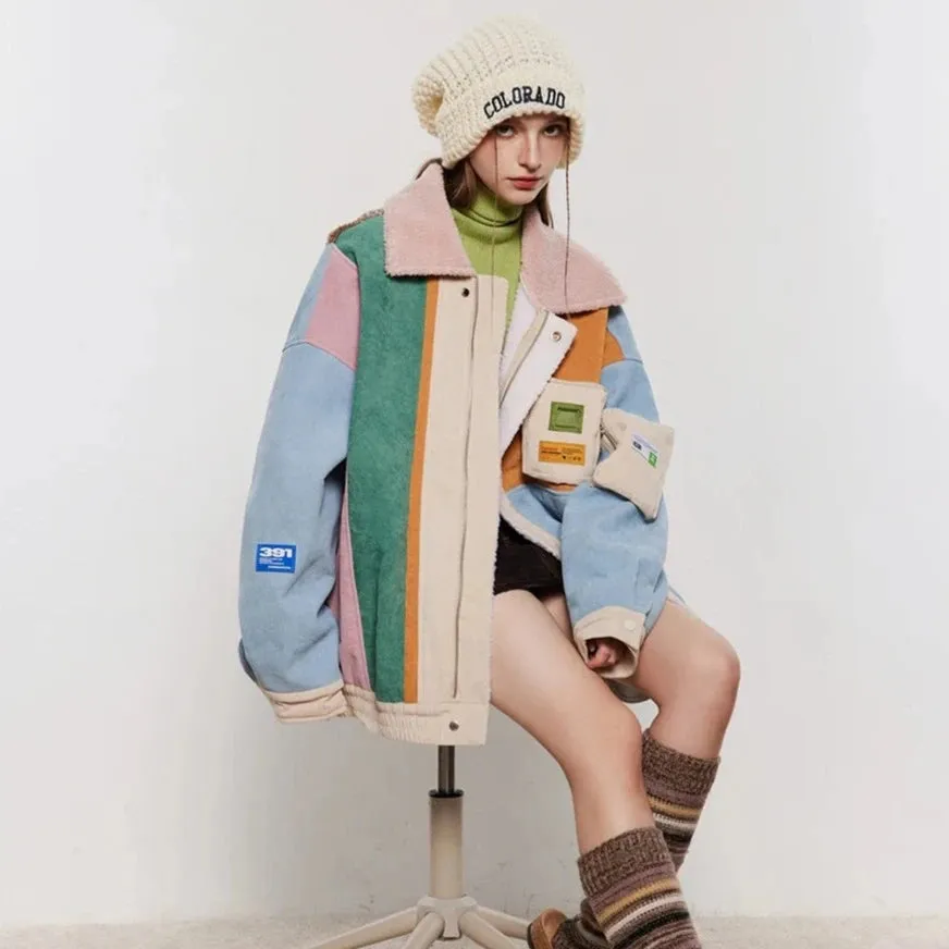 Retro Pastel Abstract Fleece Jacket