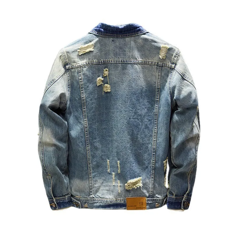 Ripped Slim-fit Denim Jacket