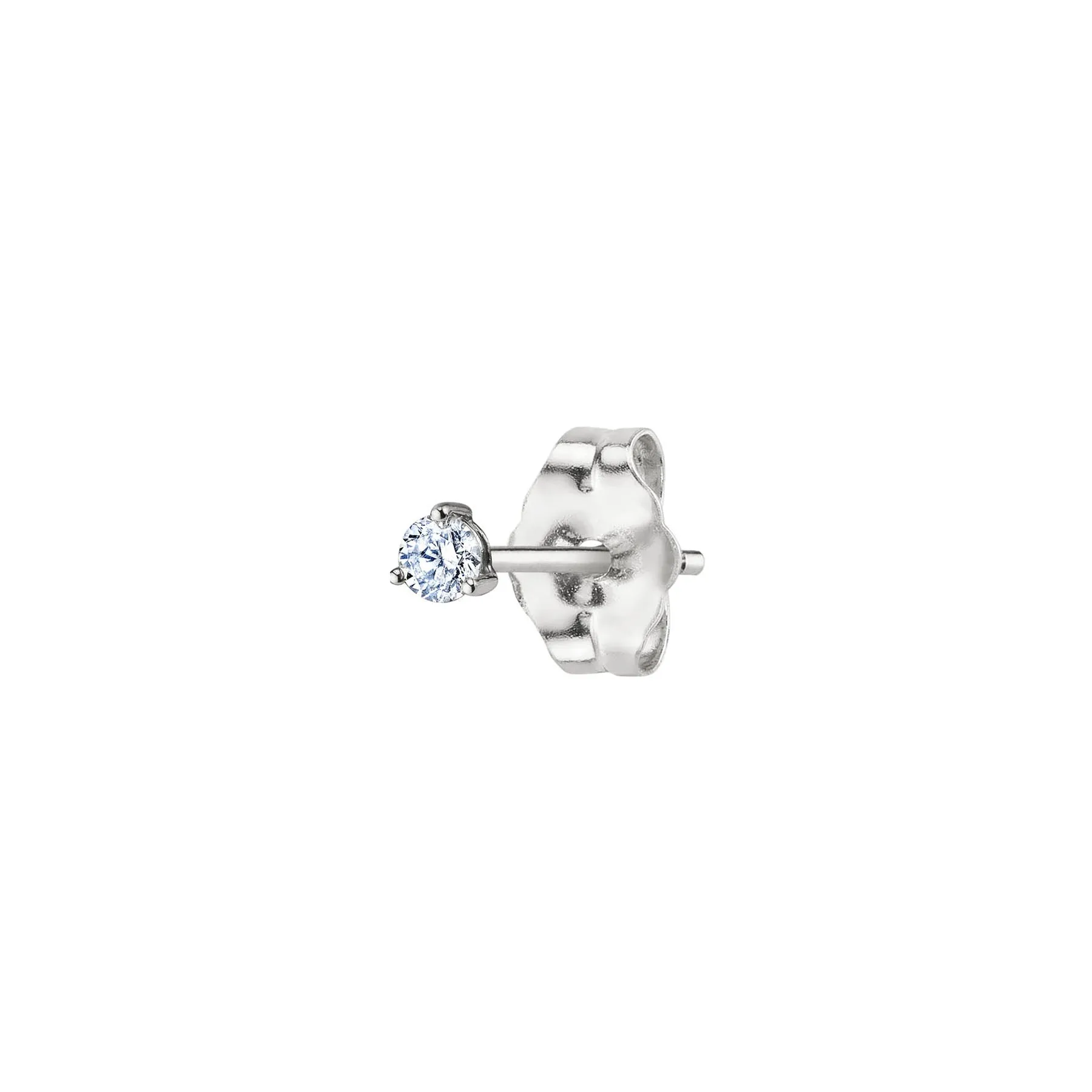 Round Stud #5 - White Diamond / 14k White Gold