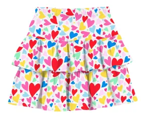 Ruffle Skort - Rainbow Hearts