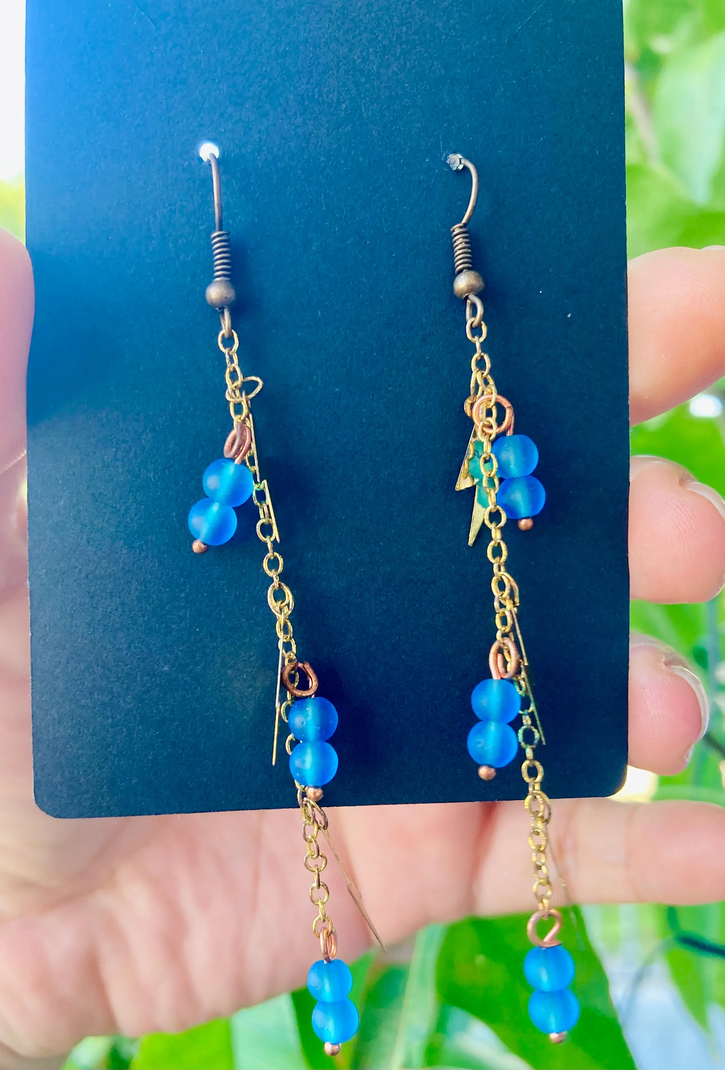 Sea Blue Lightning Earrings