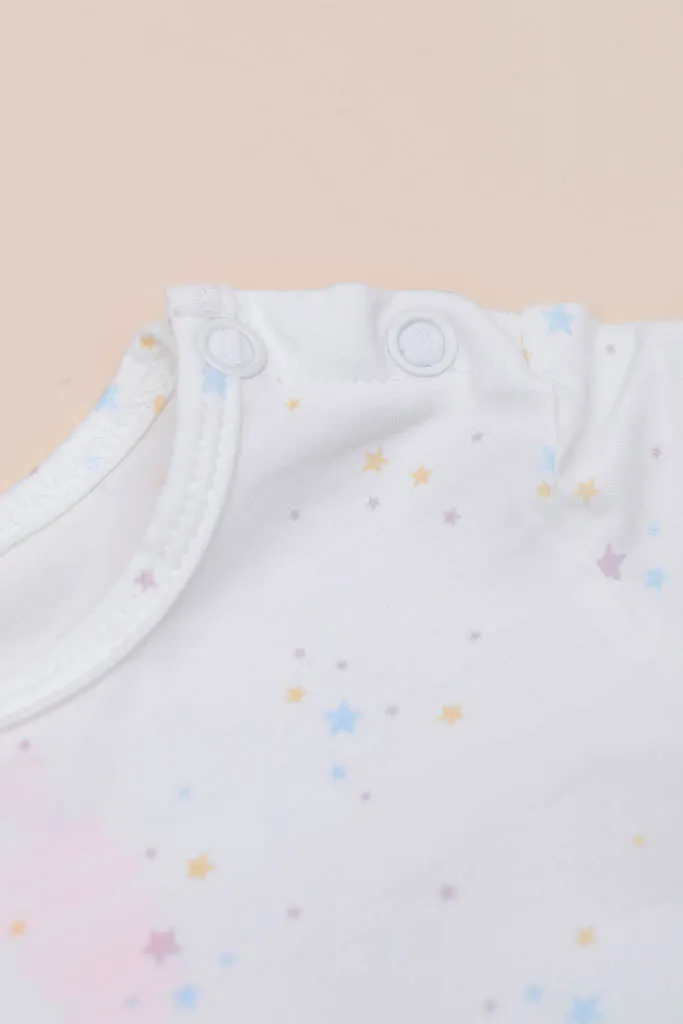 Short-Sleeve Onesie - White Twinkle Stars