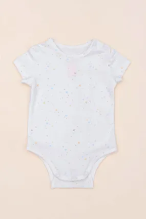 Short-Sleeve Onesie - White Twinkle Stars