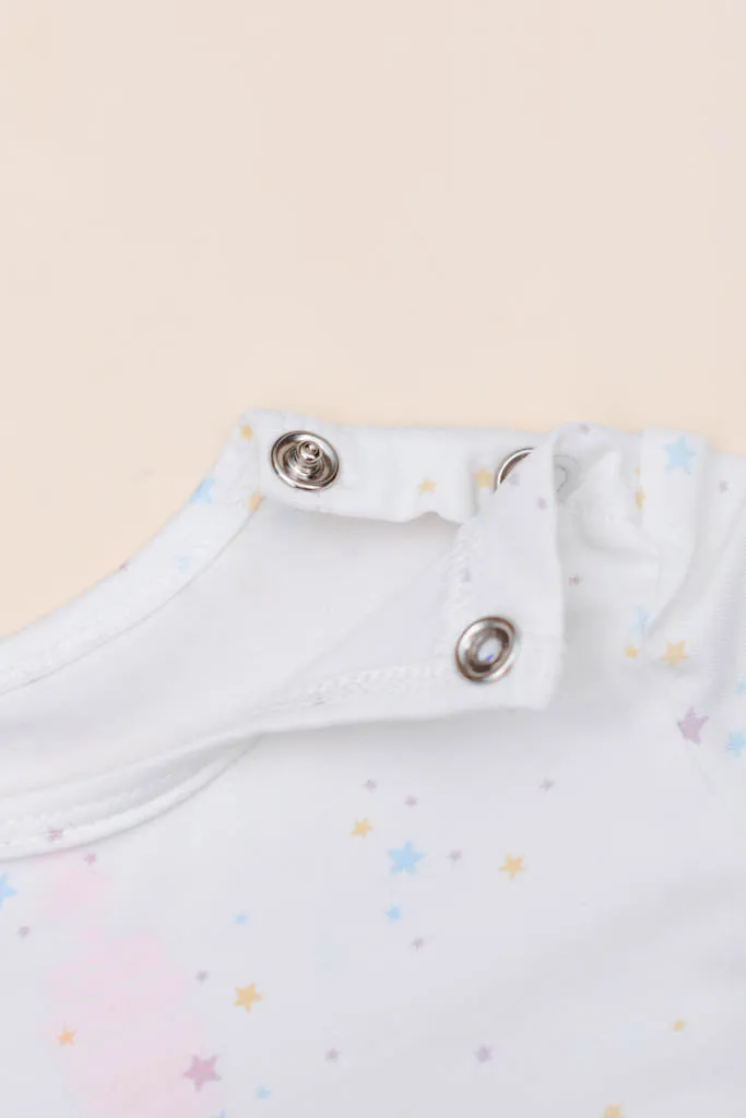 Short-Sleeve Onesie - White Twinkle Stars