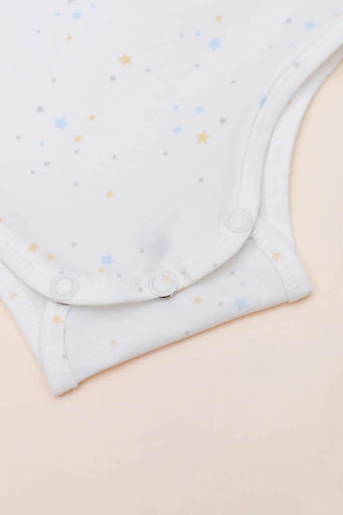 Short-Sleeve Onesie - White Twinkle Stars