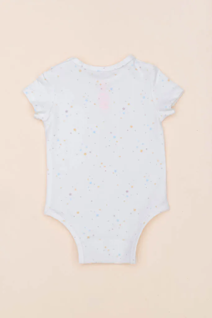 Short-Sleeve Onesie - White Twinkle Stars