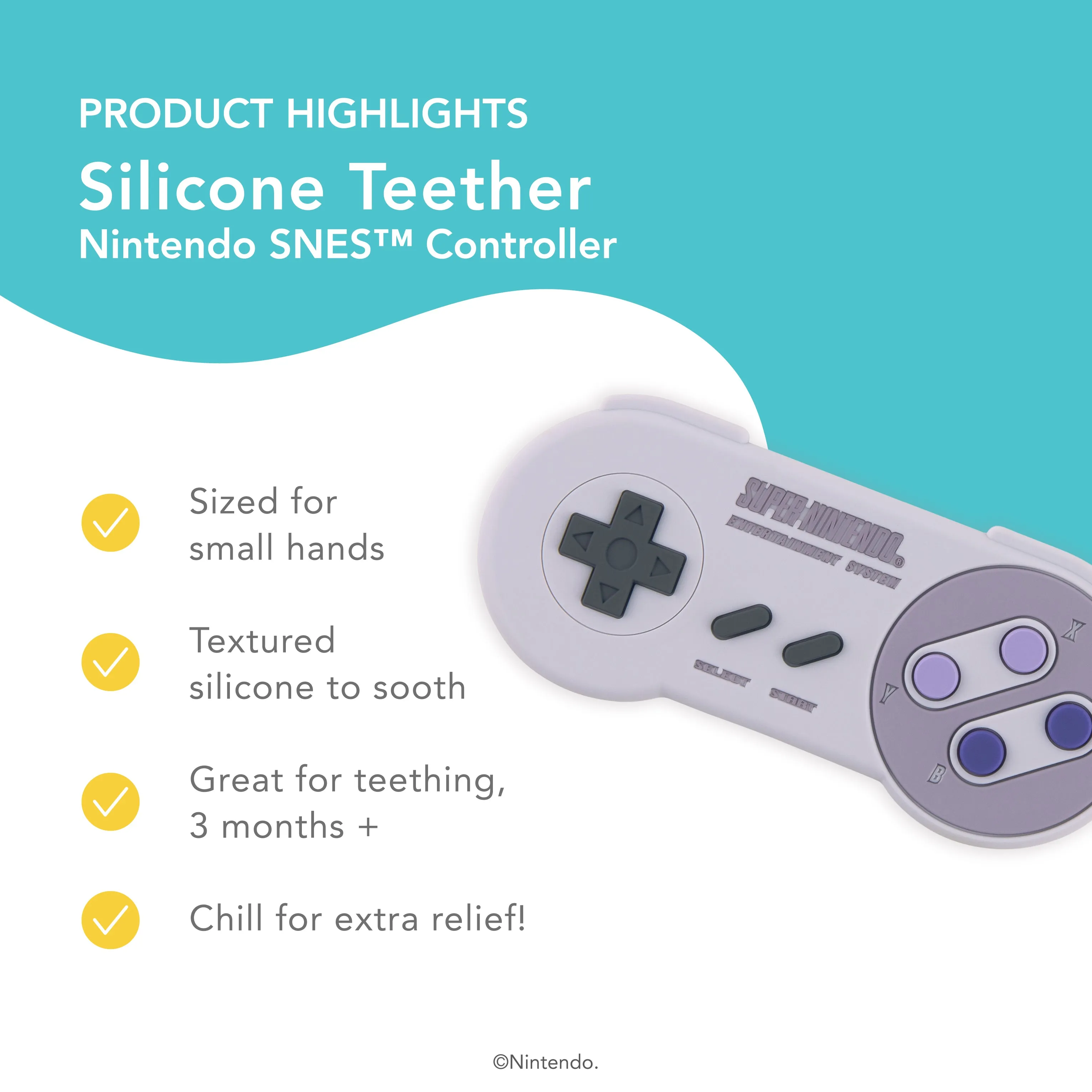 Silicone Teether: Nintendo SNES Controller