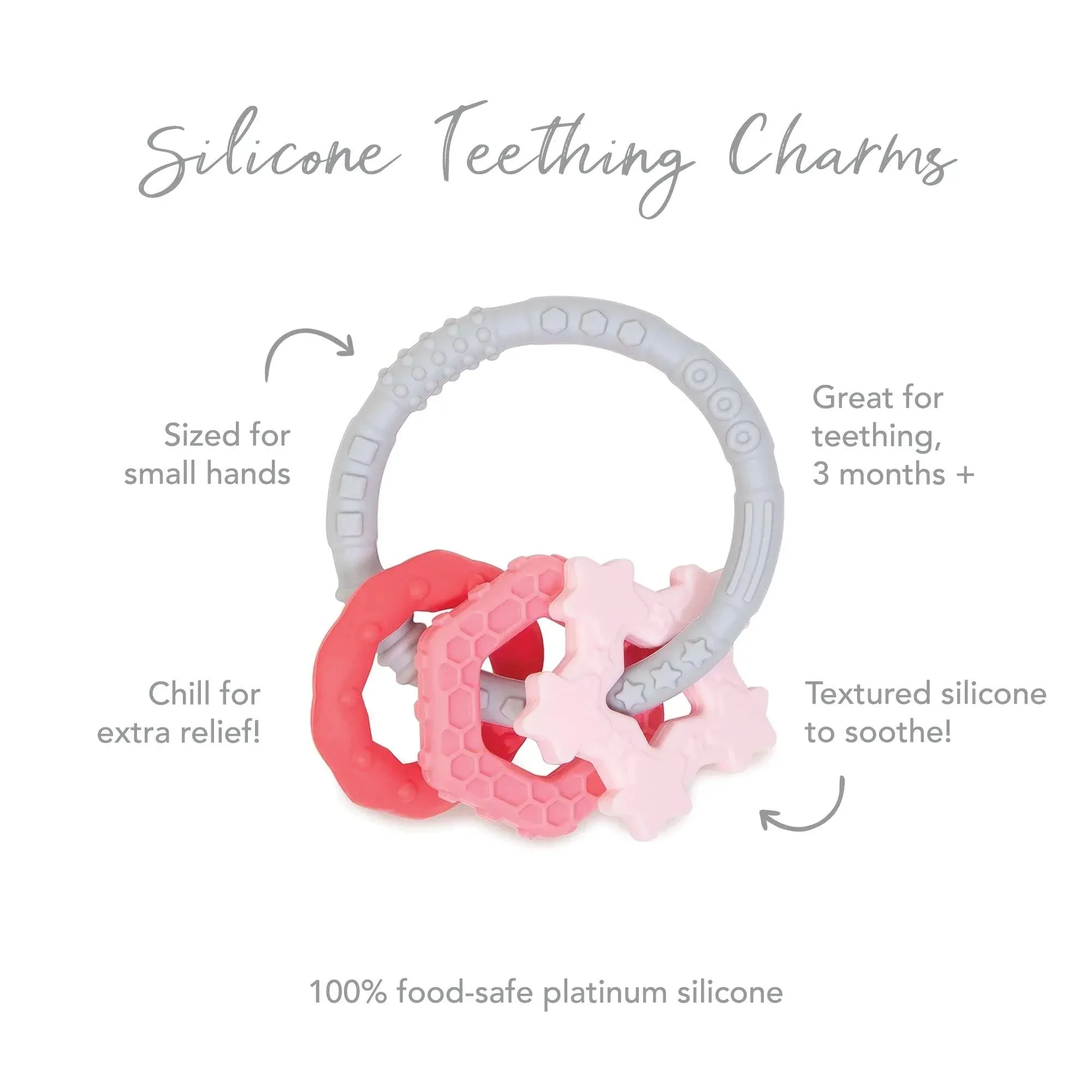 Silicone Teething Charms: Pink