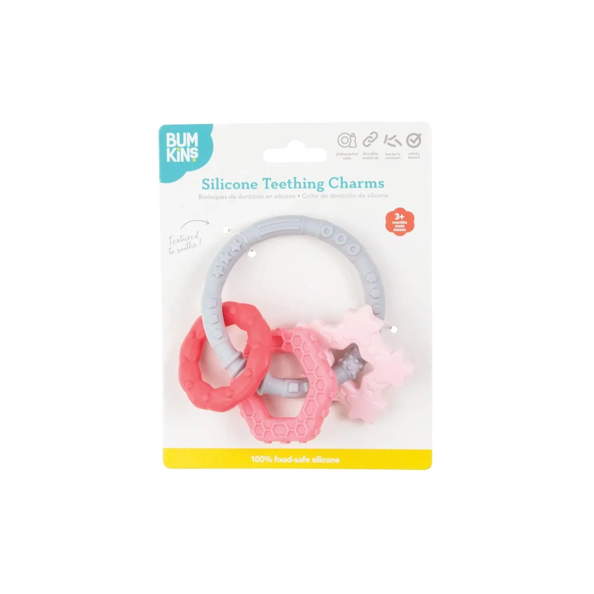 Silicone Teething Charms: Pink