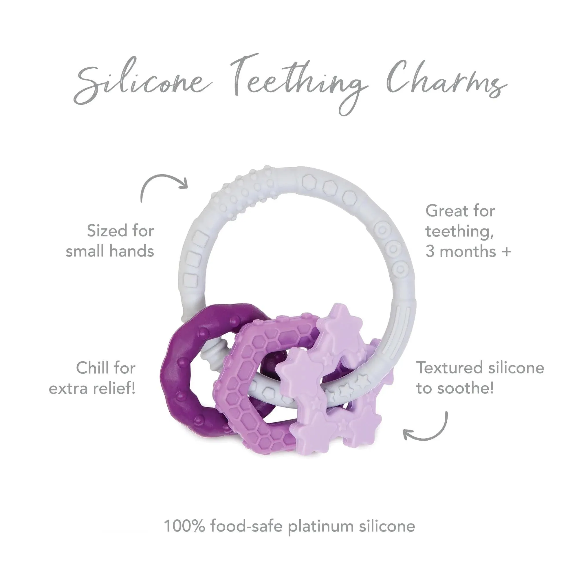 Silicone Teething Charms: Purple