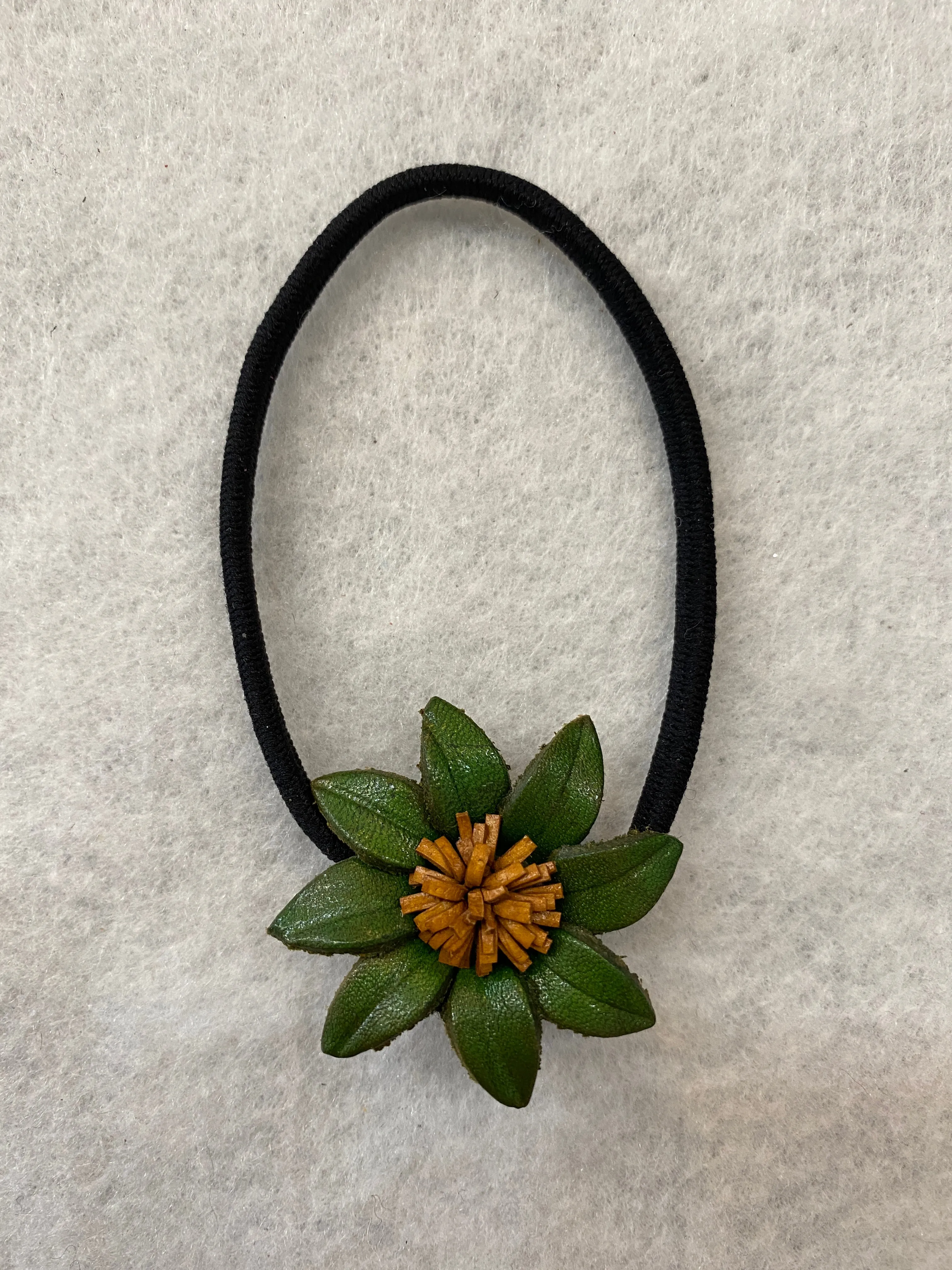 Small Genuine Leather Flower Scrunchies / Hair Ties