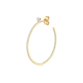 Solitaire Pavé Hoop Earring - White Diamond / 14k Yellow Gold