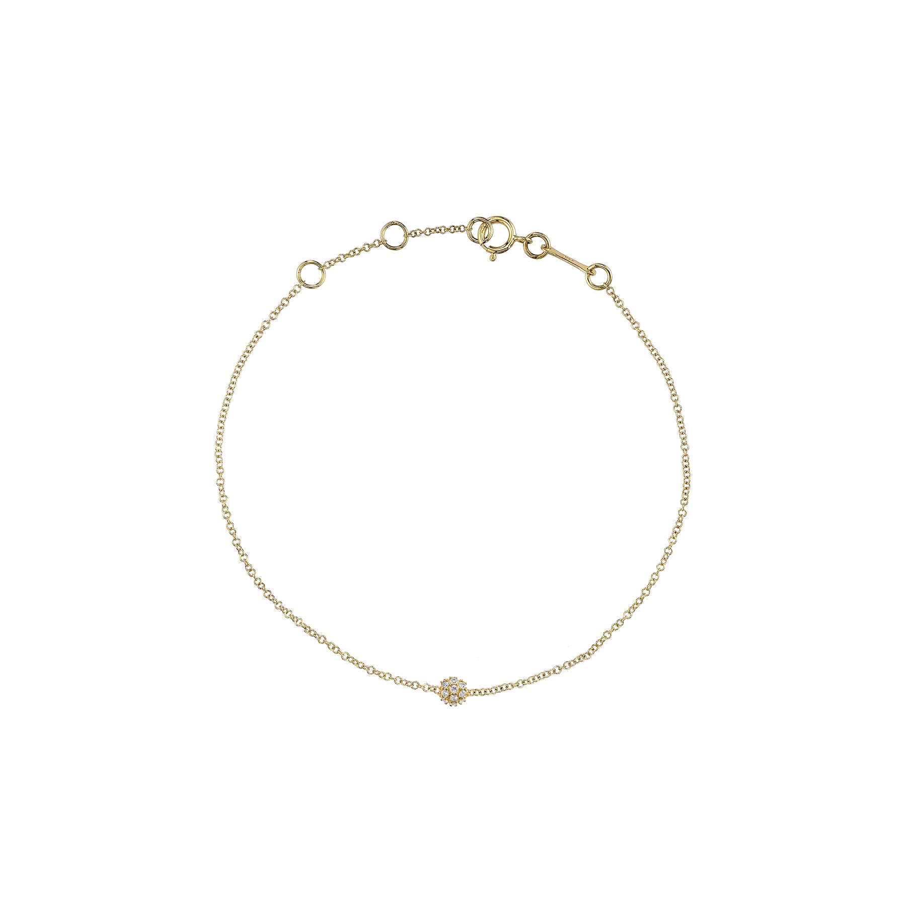 Sphere Anklet - White Diamond / 14k Yellow Gold