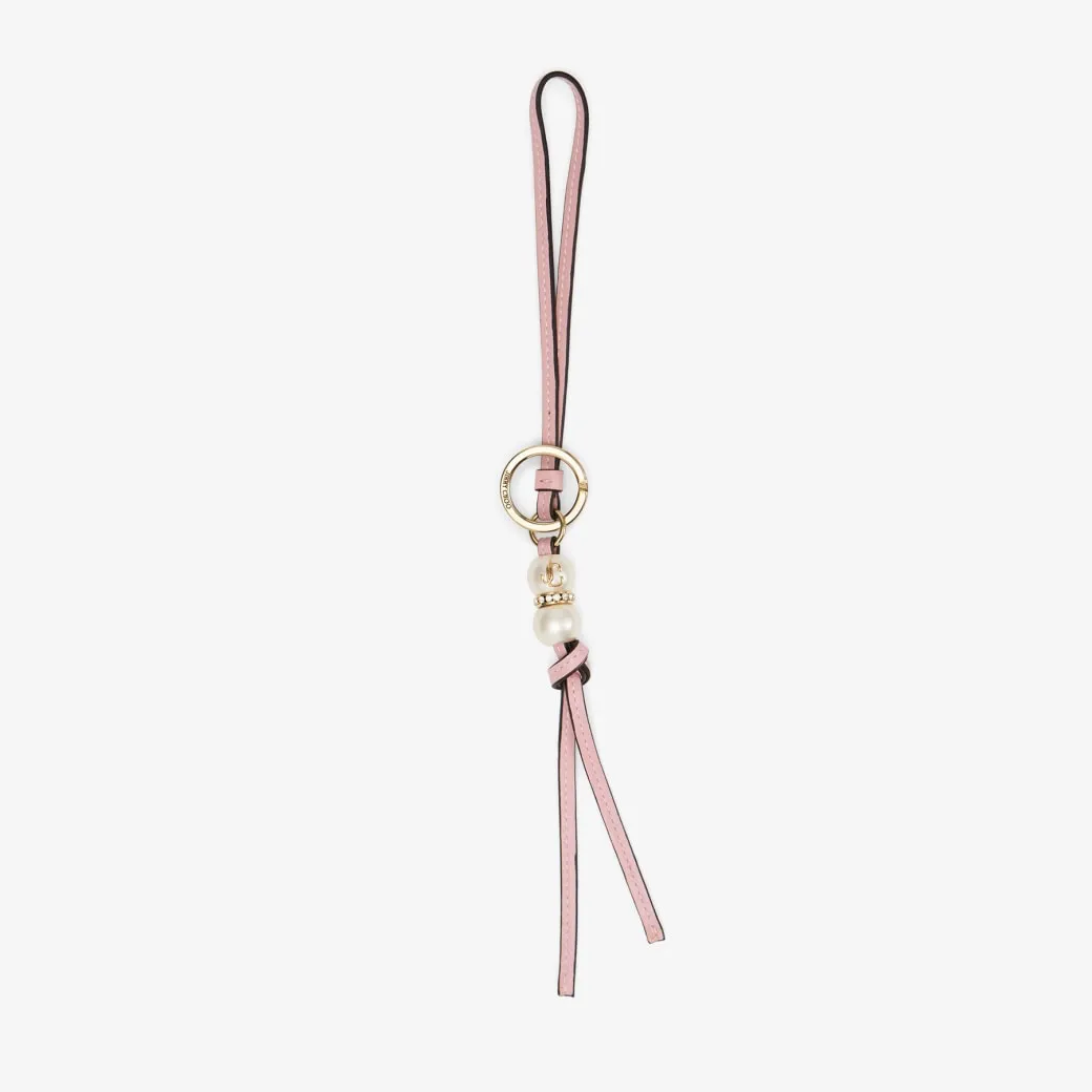 Spheres Charm Rose Leather Pearl Bag Charm