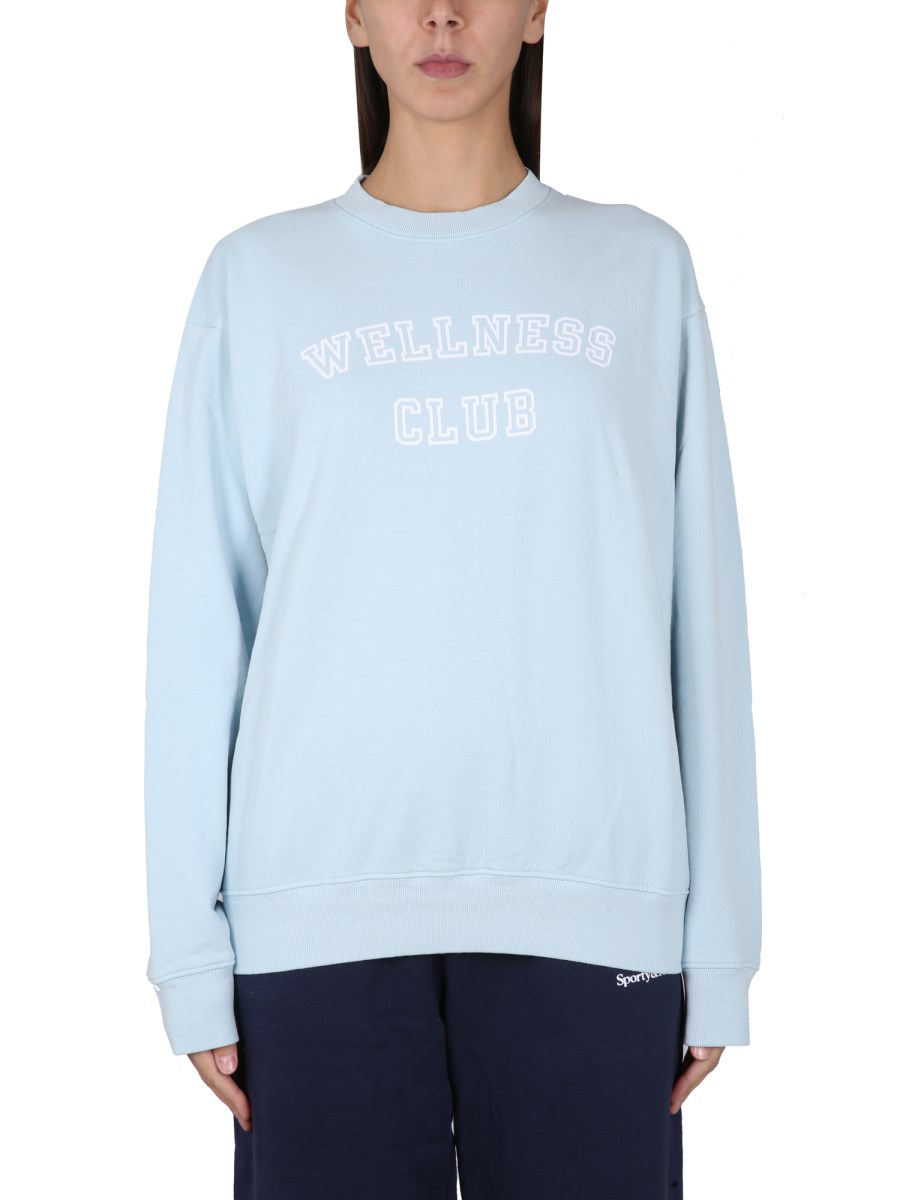 SPORTY&RICH    COTTON SWEATSHIRT WITH FLOCKED LOGO