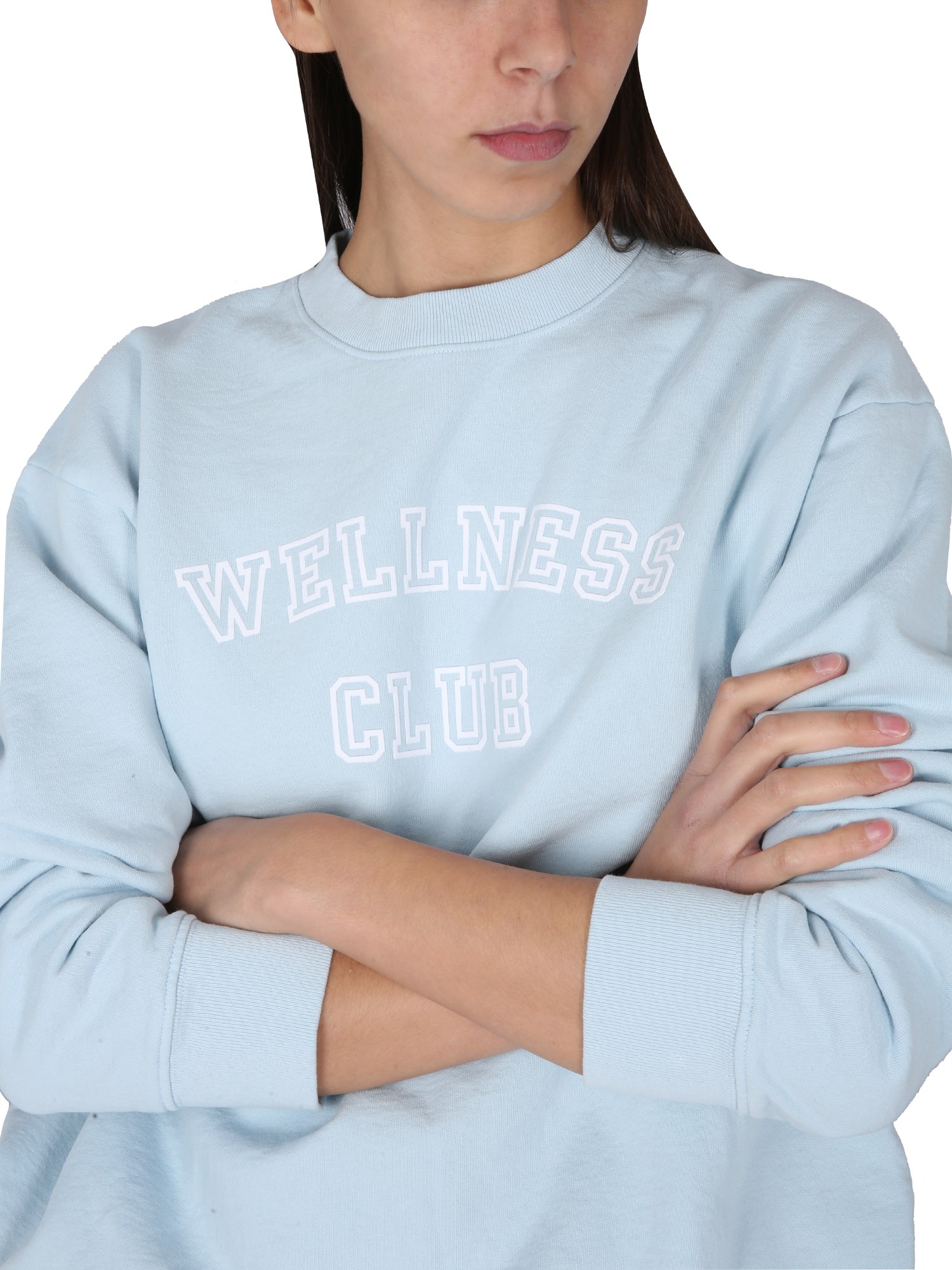 SPORTY&RICH    COTTON SWEATSHIRT WITH FLOCKED LOGO