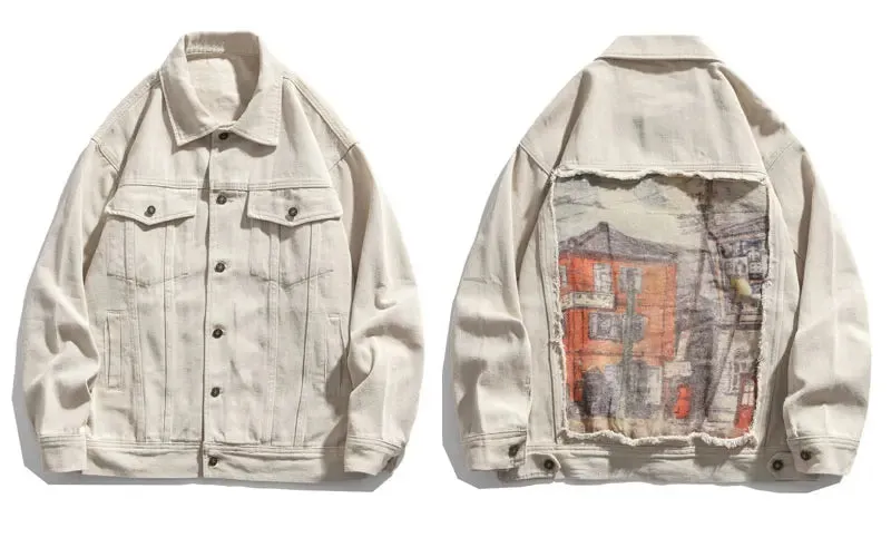 Street Mural Painted Denim Jacket