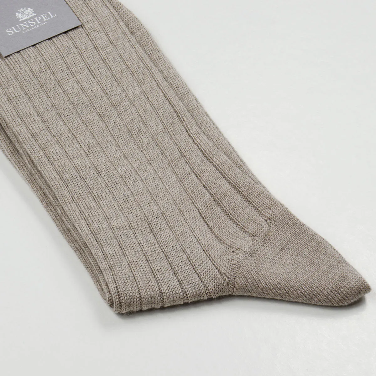 Sunspel - Merino Rib Socks - Oatmeal Melange