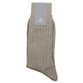 Sunspel - Merino Rib Socks - Oatmeal Melange