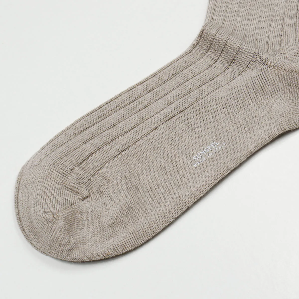 Sunspel - Merino Rib Socks - Oatmeal Melange