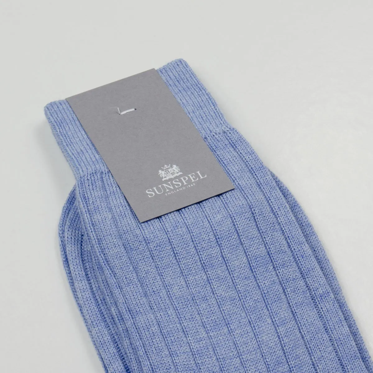 Sunspels - Merino Rib Socks - Woad (Light Blue)