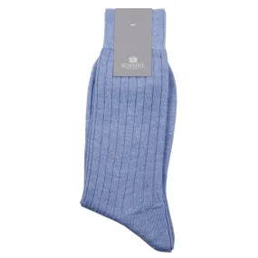 Sunspels - Merino Rib Socks - Woad (Light Blue)