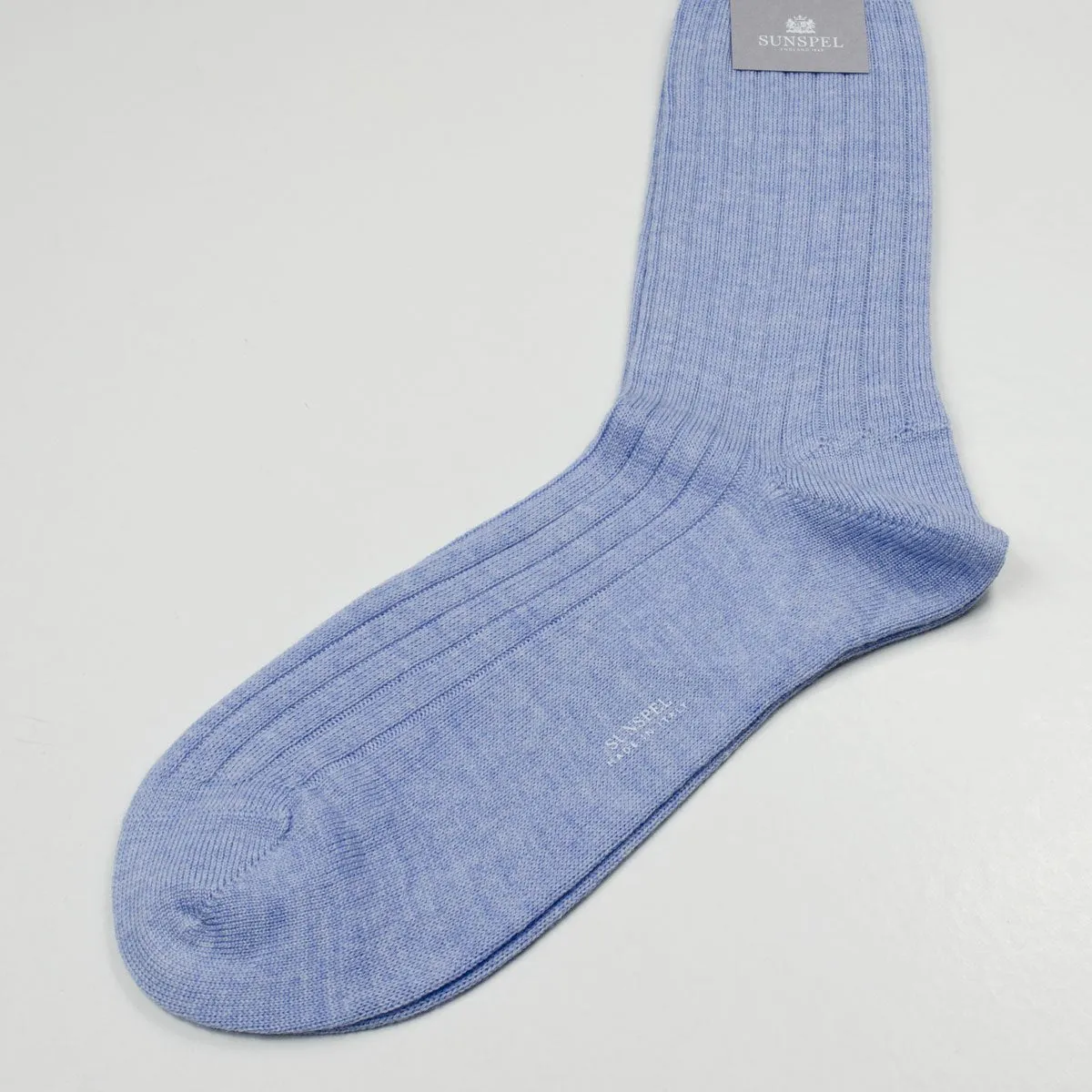 Sunspels - Merino Rib Socks - Woad (Light Blue)