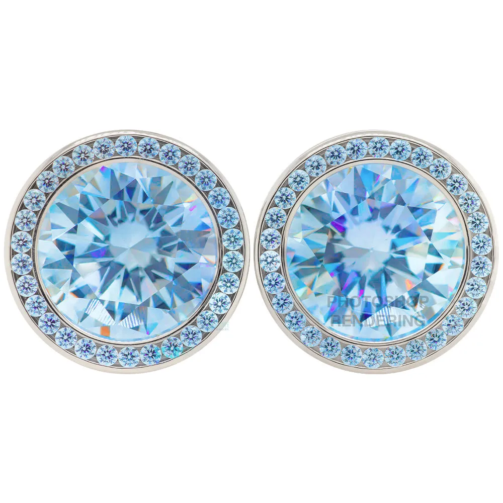 Super Gemmed BIG BLING Plugs ( Eyelets ) with Brilliant-Cut Gems - Arctic Blue