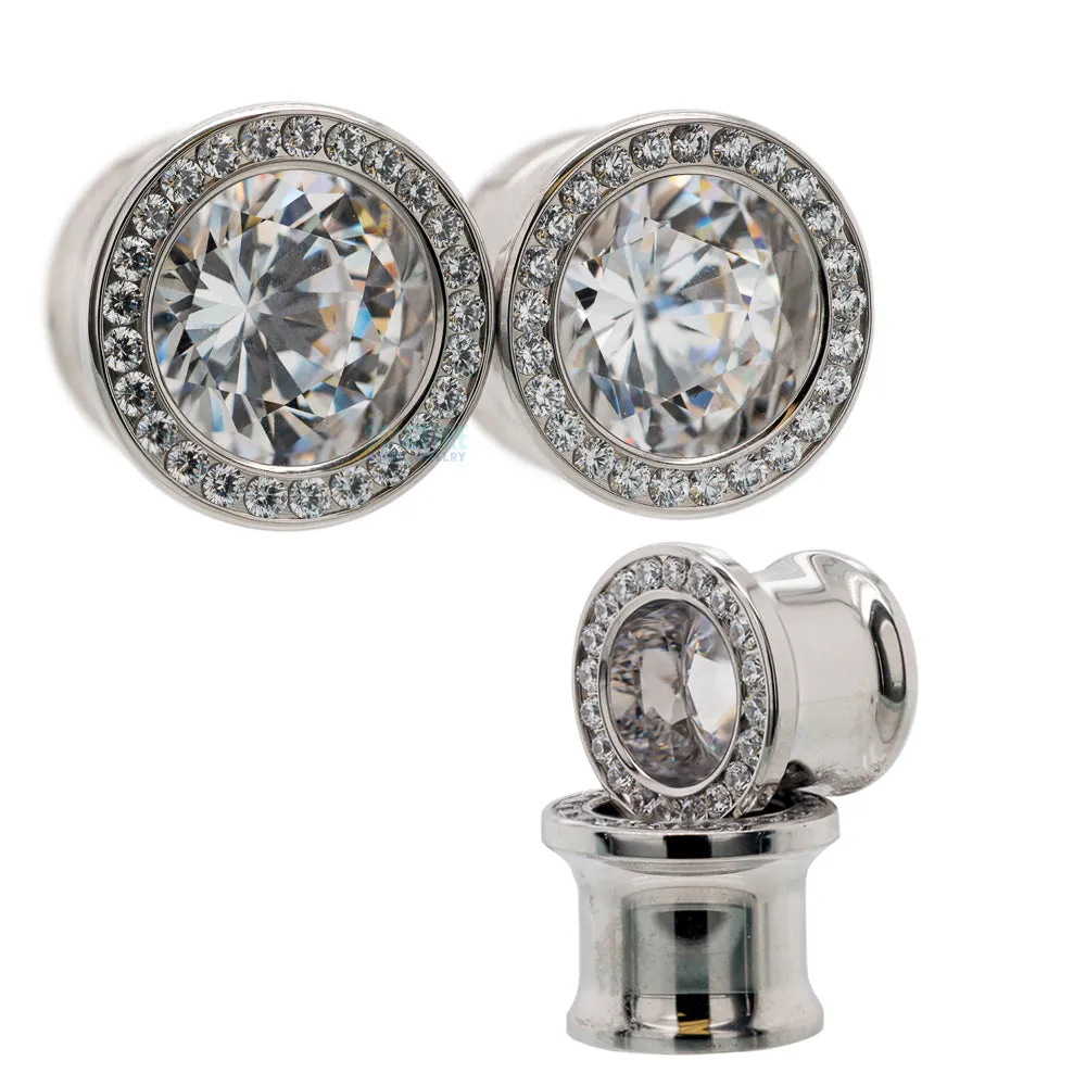 Super Gemmed BIG BLING Plugs ( Eyelets ) with Brilliant-Cut Gems - Arctic Blue