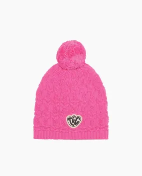 TGC Lace Knit Pom Pom Beanie - Bubblegum Pink