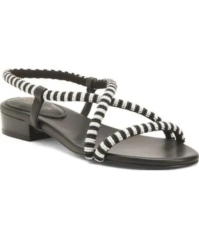 Tj Maxx Leather Radah Beaded Flat Sandals For Women