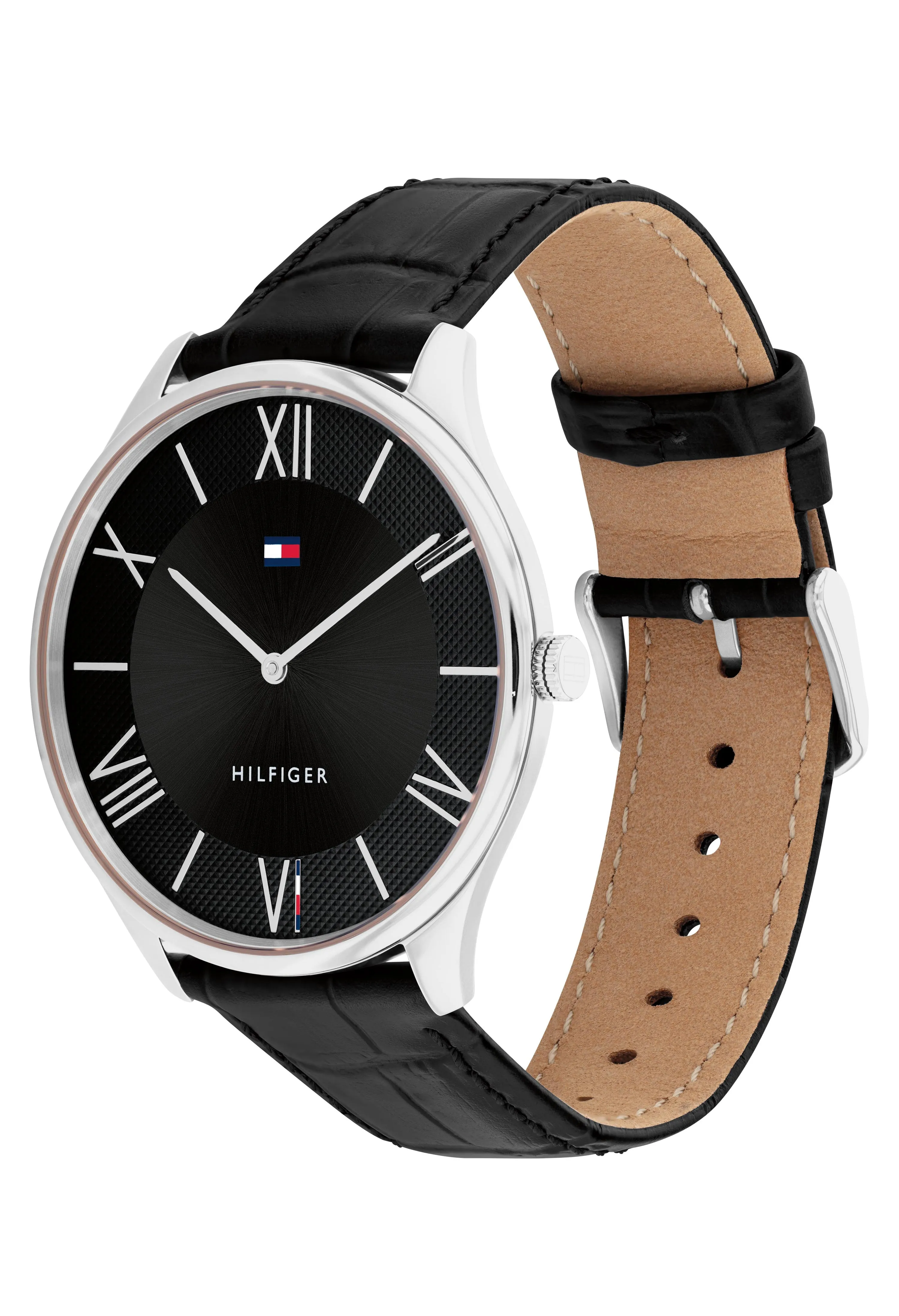 Tommy Hilfiger Gents Becker Black Strap Watch Stainless Steel *