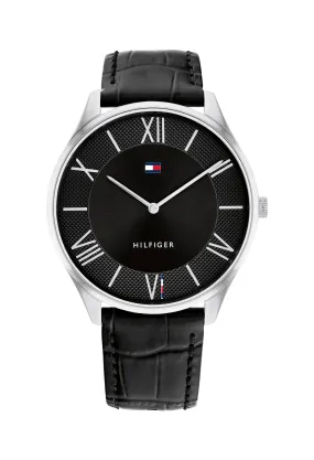 Tommy Hilfiger Gents Becker Black Strap Watch Stainless Steel *